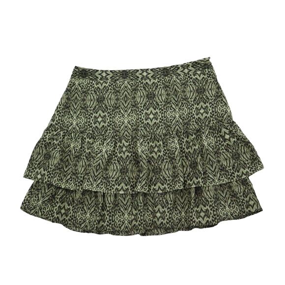 HM Skirt Womens 6 Green Animal Print A Line Layered Side Zipper Bottoms - Picture 1 of 16